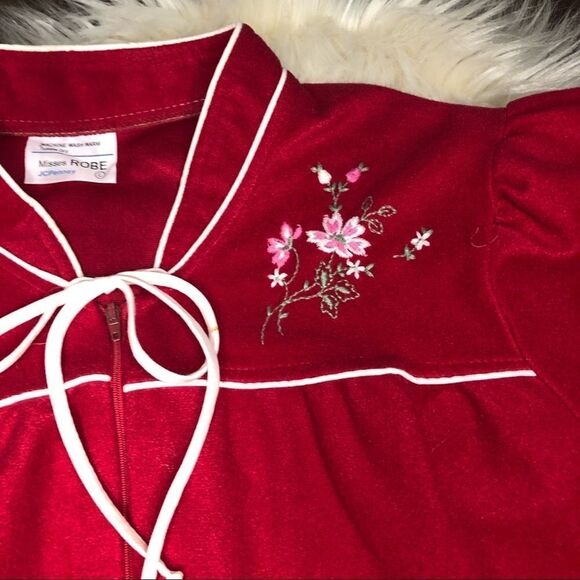 JCP vintage cranberry 3/4 zip robe sz large - Picture 2 of 6